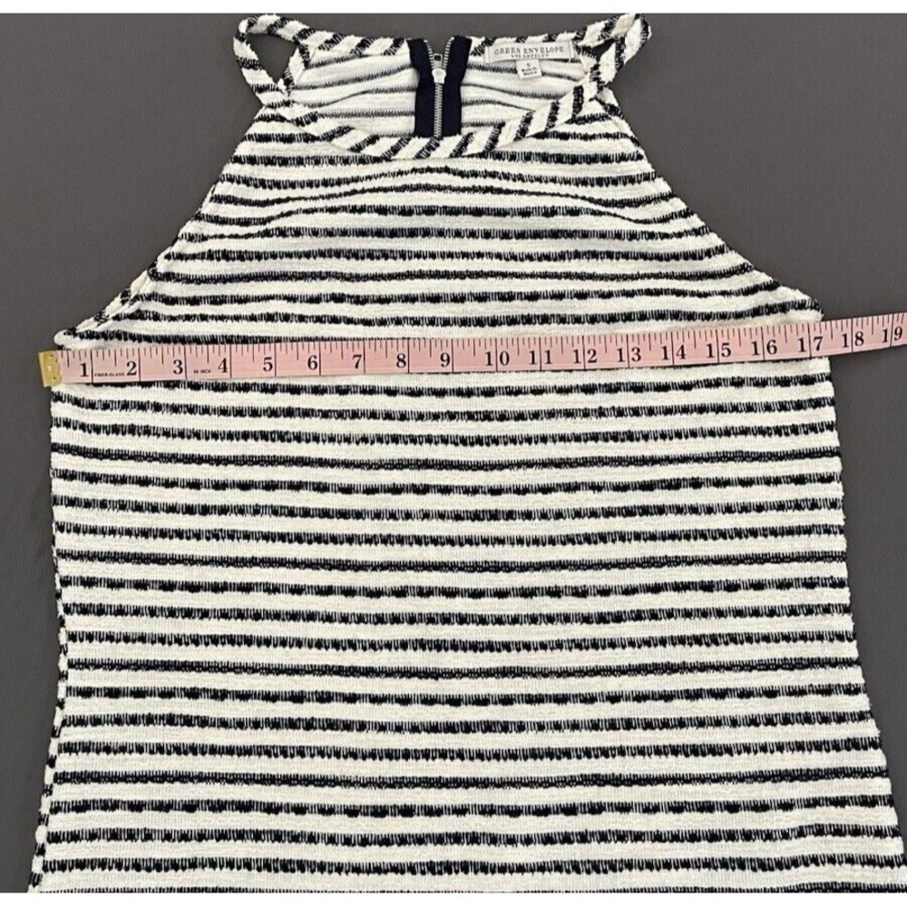 Green Envelope Blue & White Striped‎ Tank Top Womens Size Small Textured Shirt - Picture 10 of 11